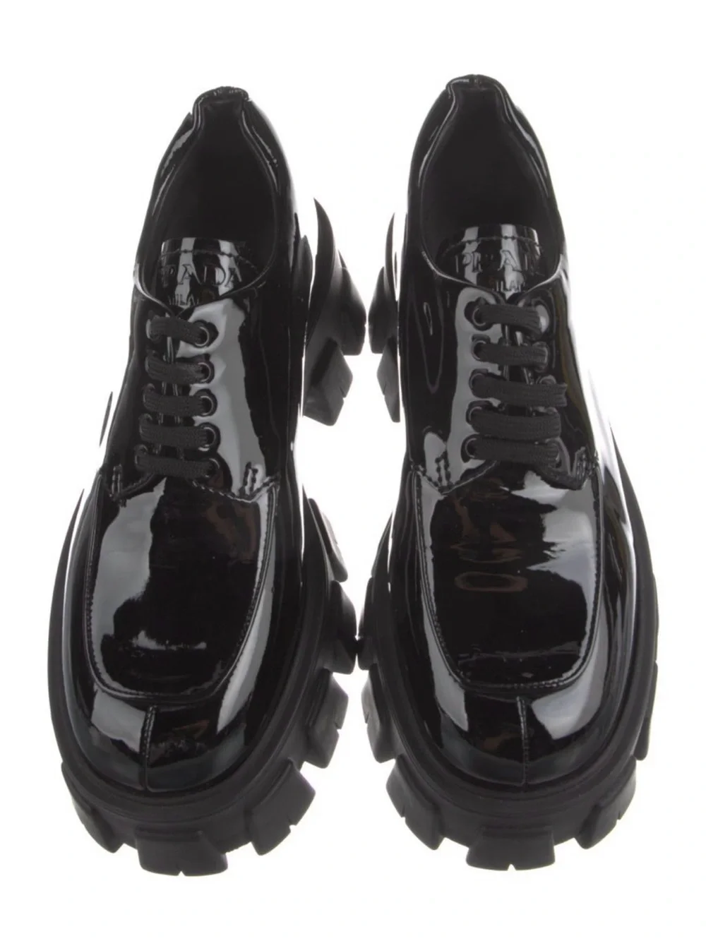 Prada Monolith Patent Leather Oxfords – Size 38 (US 8)